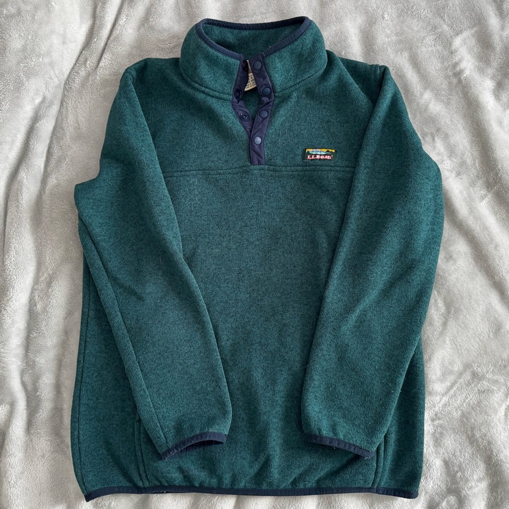 L.L. Bean Kids' Green and Blue Fleece Pullover